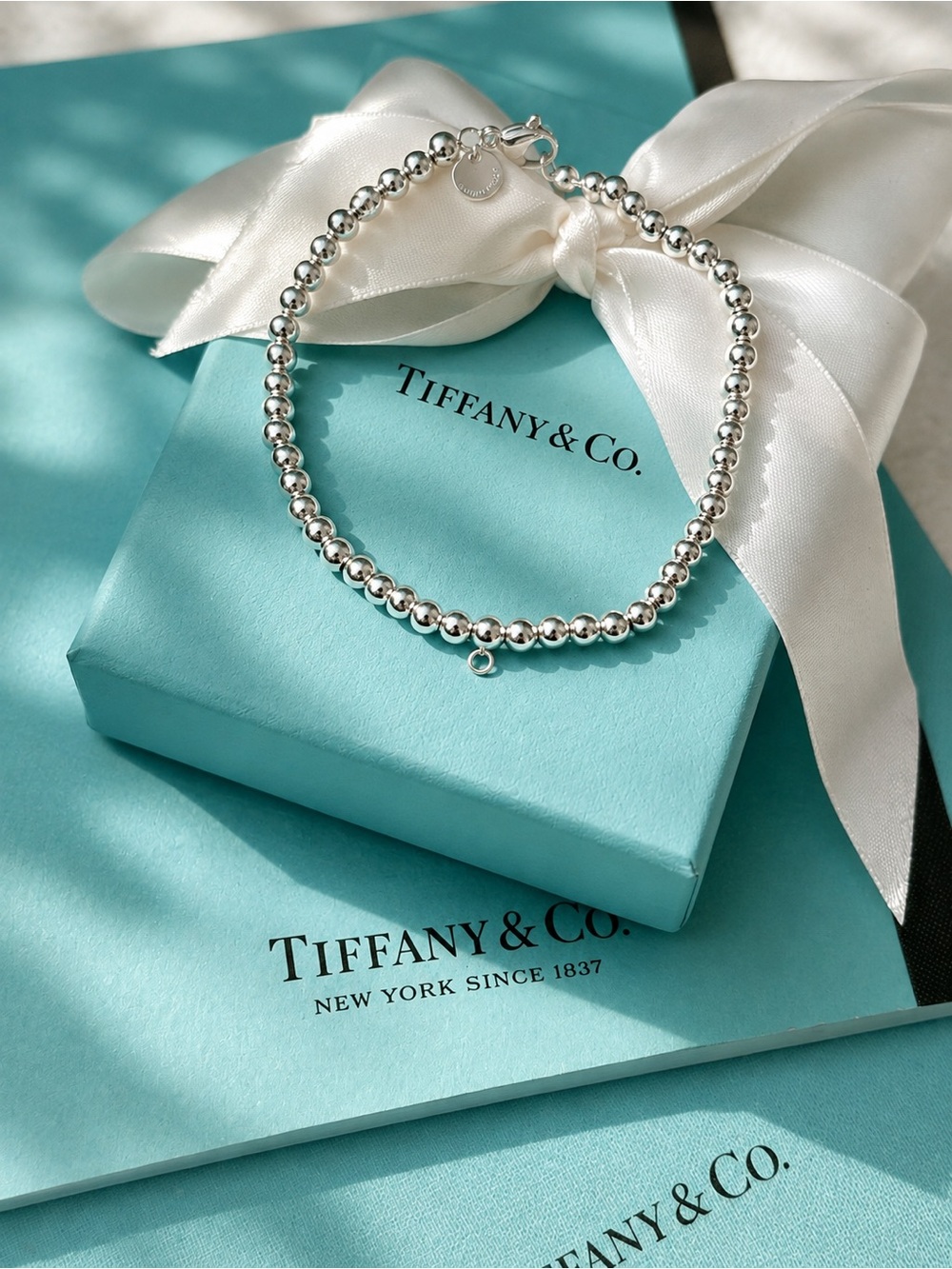 Authentic Tiffany & Co 4mm Bead Bracelet *MISSING CHARM*